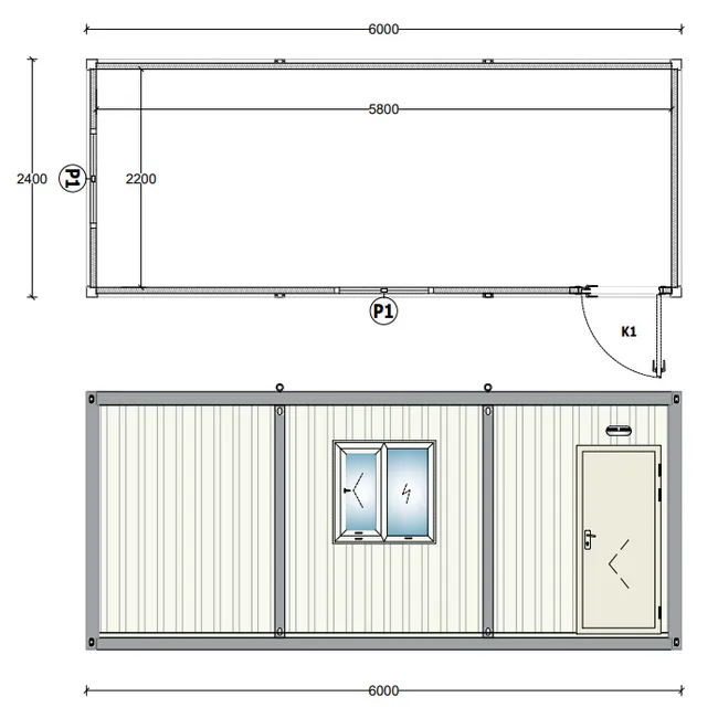 6x2.4m construction site bungalow – Image 2